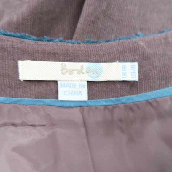 Boden Smoky Purple Corduroy Empire Waist Mini Dress 4 - Picture 5 of 6